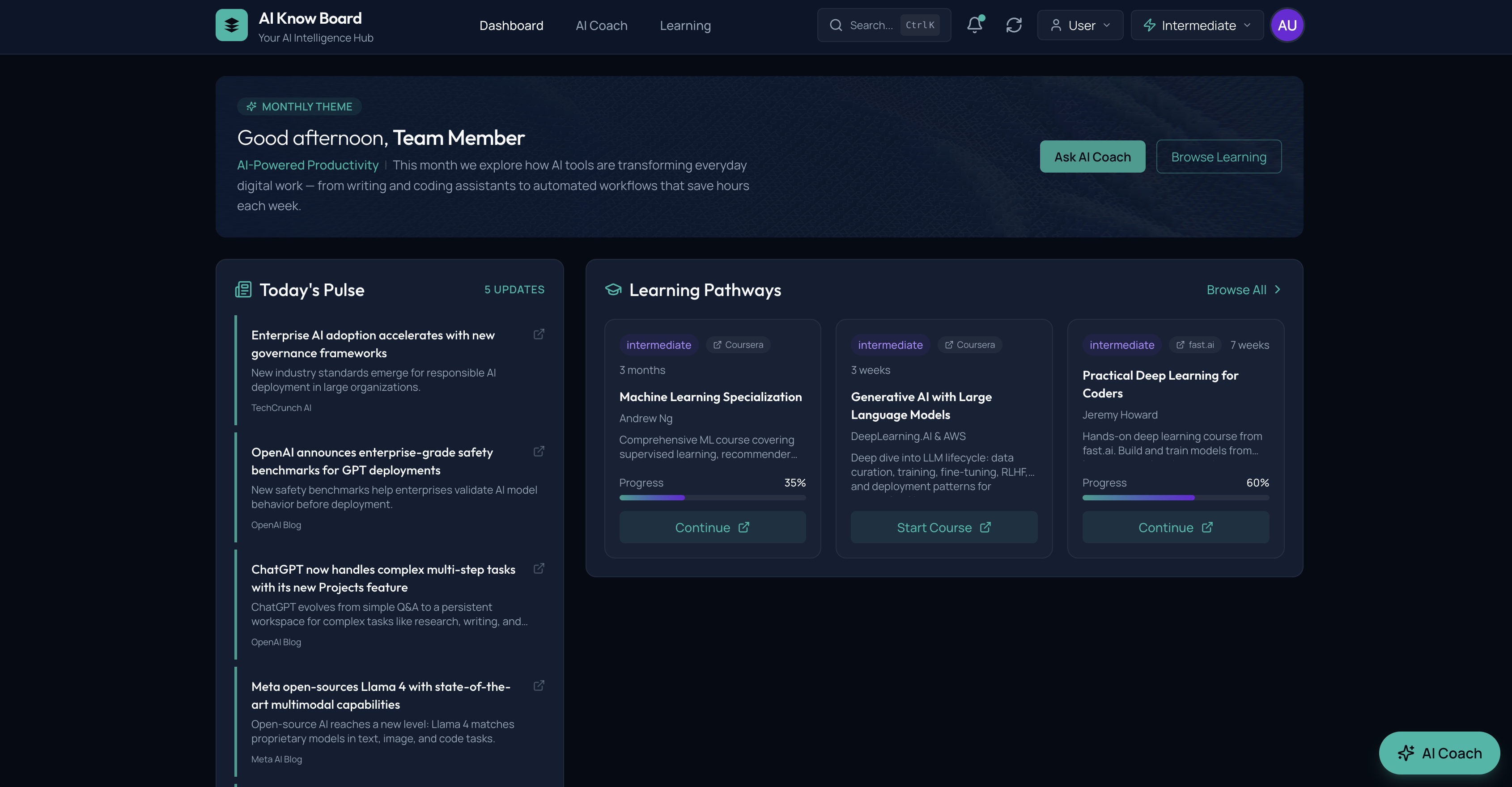 AI Know Board product interface