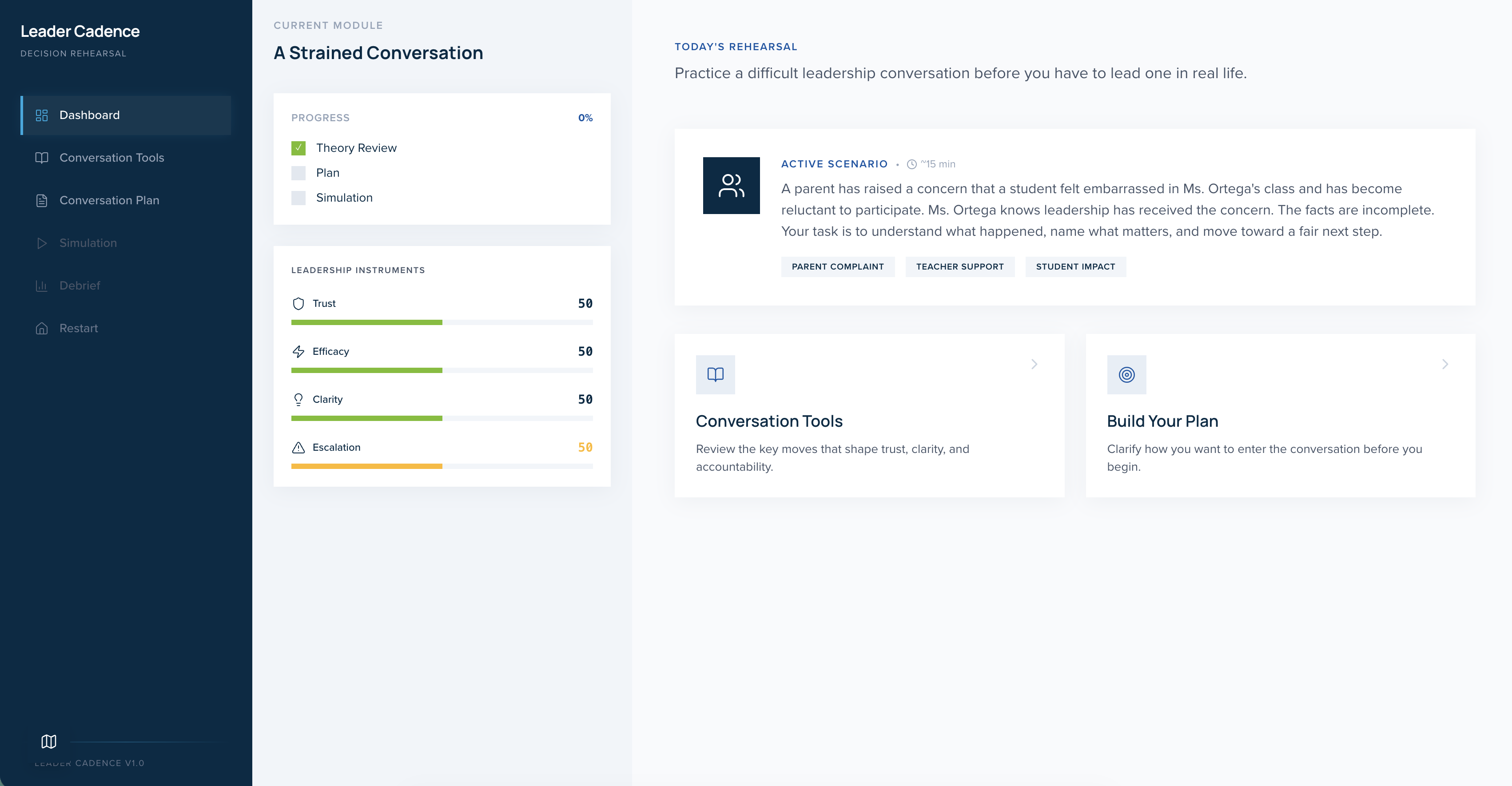 Leader Cadence product interface